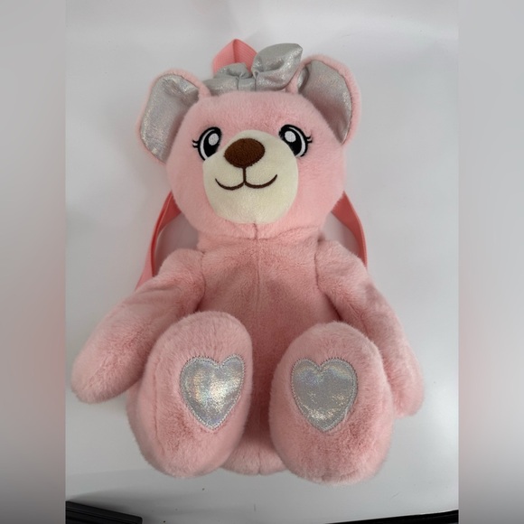 Adorable Plush Pink Teddy Backpack 14” New - Picture 2 of 7